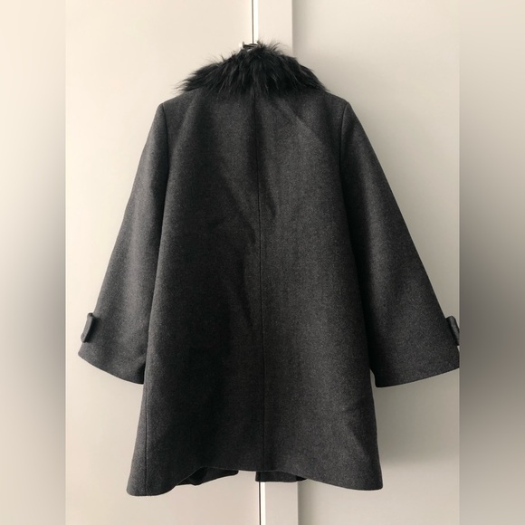 Zara bell sleeve wool coat with faux fur collar - Picture 3 of 6
